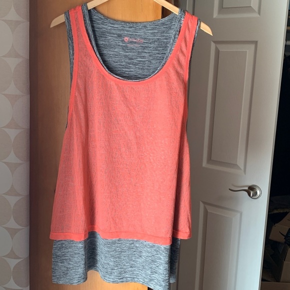 Coral and Gray Athletic Tank Top 1X - Picture 2 of 7